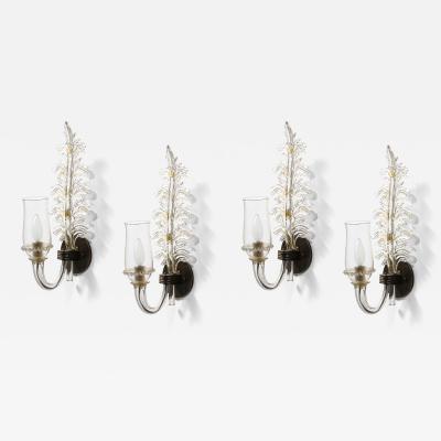 Glass and Metal Sconces by Seguso Verti DArte Italy c 1948