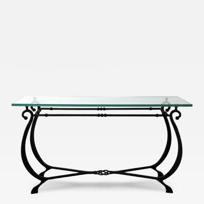 Glass and Wrought Iron Console France 1940s