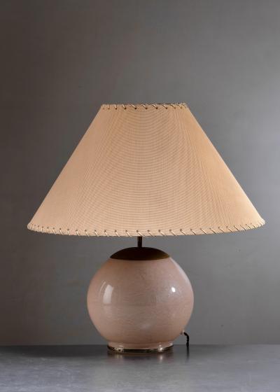 Glass and brass table lamp