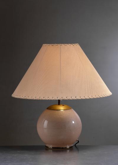 Glass and brass table lamp