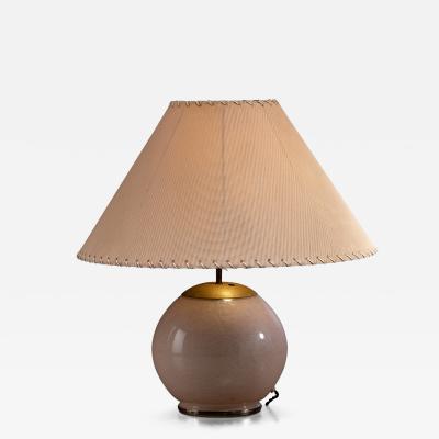 Glass and brass table lamp
