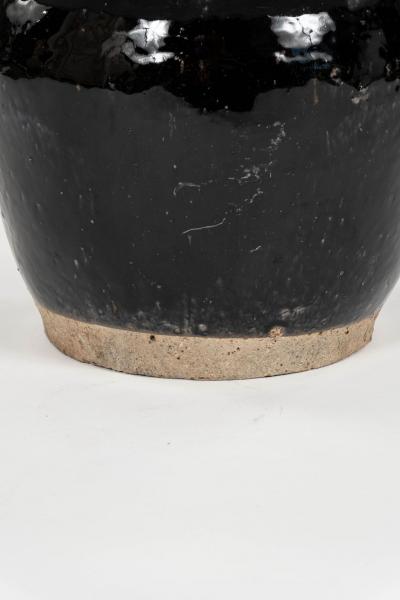 Glazed Black Lamp with Natural Color Linen Shade