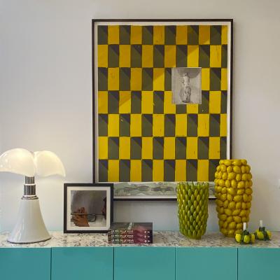 Glazed Ceramic Candelier with Lemon Motifs