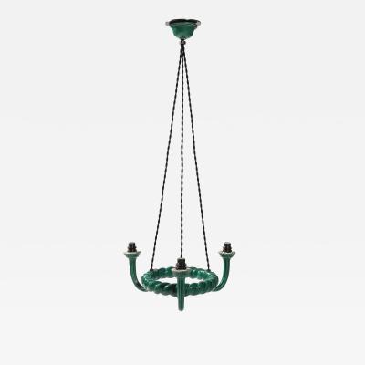 Glazed Ceramic Chandelier France c 1960