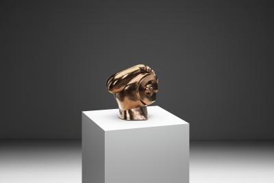 Glazed Ceramic Head Sculpture by Roy Terbeek The Netherlands 1994