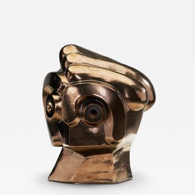 Glazed Ceramic Head Sculpture by Roy Terbeek The Netherlands 1994