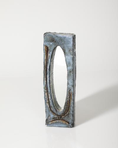 Glazed Ceramic Mirror Vallauris France c 1960