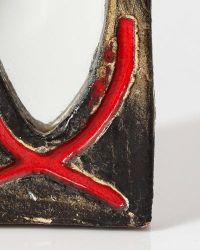 Glazed Ceramic Mirror Vallauris France c 1960