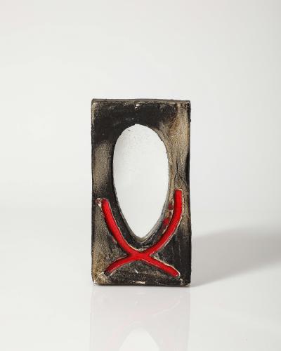 Glazed Ceramic Mirror Vallauris France c 1960