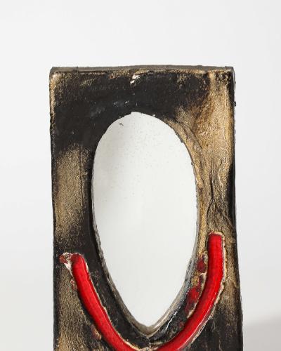 Glazed Ceramic Mirror Vallauris France c 1960