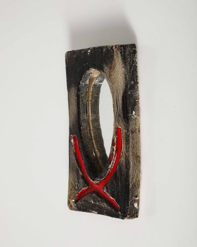 Glazed Ceramic Mirror Vallauris France c 1960