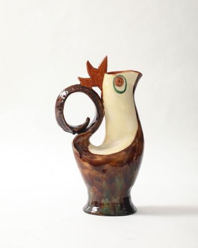 Glazed Ceramic Pitcher France 1951
