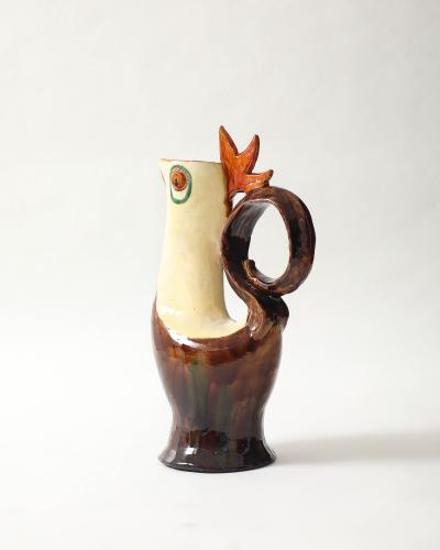 Glazed Ceramic Pitcher France 1951
