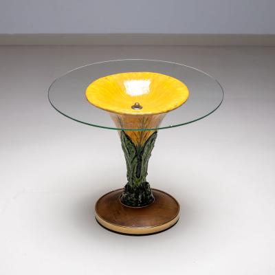Glazed Ceramic Side Table Italy 1960s
