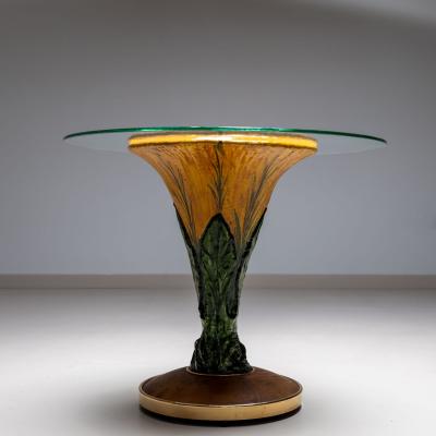 Glazed Ceramic Side Table Italy 1960s