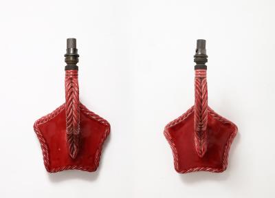 Glazed Ceramic Star Shaped Wall Sconce France c 1960