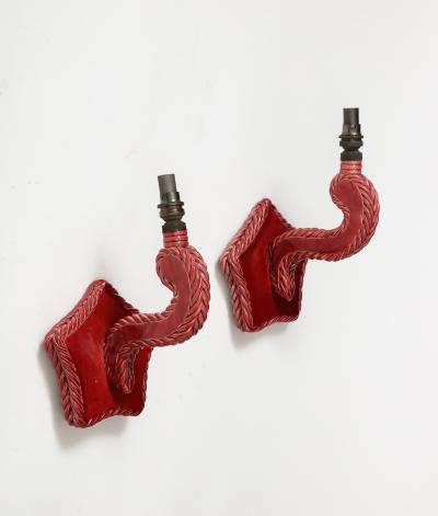 Glazed Ceramic Star Shaped Wall Sconce France c 1960