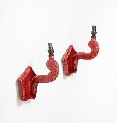 Glazed Ceramic Star Shaped Wall Sconce France c 1960