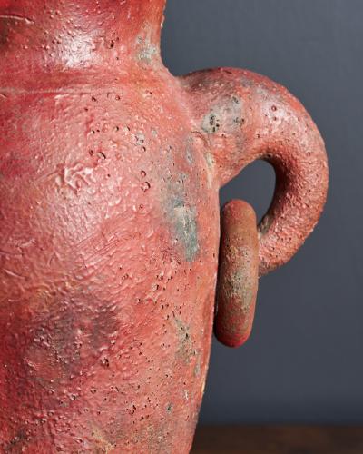 Glazed Ceramic Table Lamp with Rings and Elephant Head Motif Europe 20th C