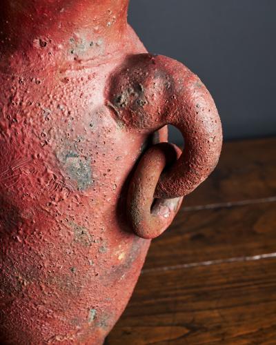 Glazed Ceramic Table Lamp with Rings and Elephant Head Motif Europe 20th C