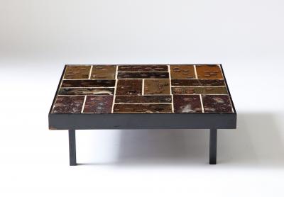Glazed Ceramic Tile Coffee Table Belgium c 1960