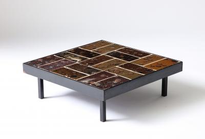 Glazed Ceramic Tile Coffee Table Belgium c 1960
