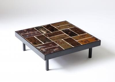 Glazed Ceramic Tile Coffee Table Belgium c 1960