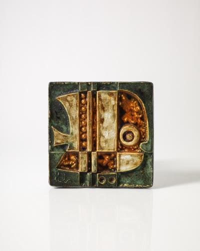 Glazed Ceramic Wall Tile France c 1960