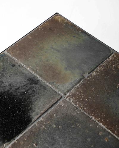 Glazed Ceramic and Steel Side Table Italy c 1960
