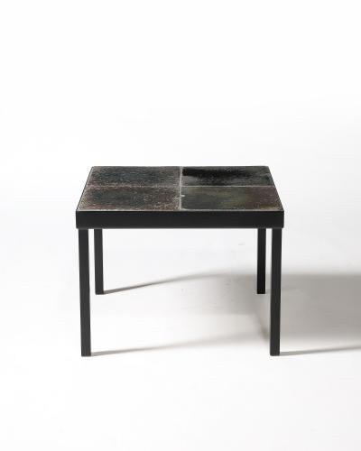 Glazed Ceramic and Steel Side Table Italy c 1960