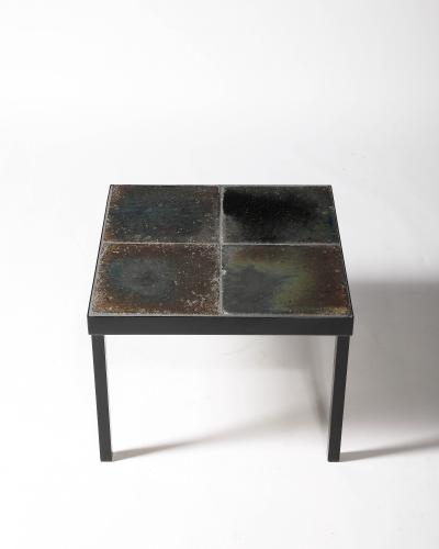 Glazed Ceramic and Steel Side Table Italy c 1960