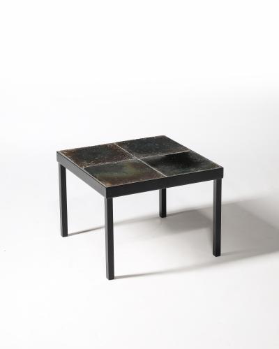 Glazed Ceramic and Steel Side Table Italy c 1960