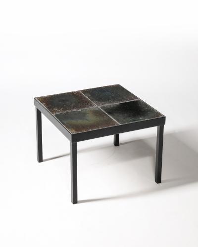Glazed Ceramic and Steel Side Table Italy c 1960