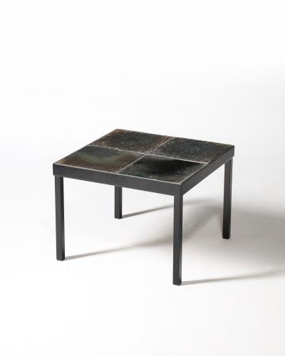 Glazed Ceramic and Steel Side Table Italy c 1960