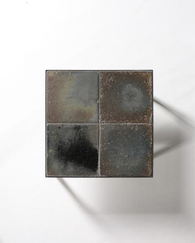 Glazed Ceramic and Steel Side Table Italy c 1960