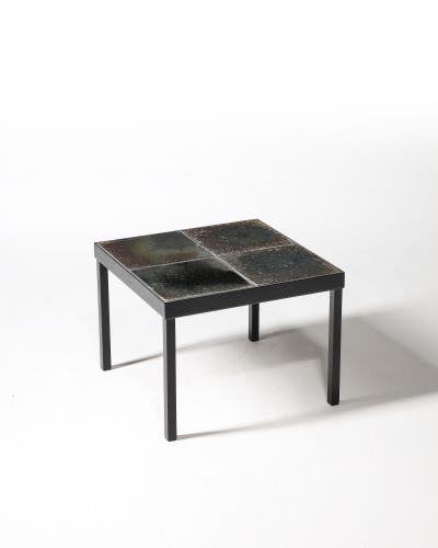 Glazed Ceramic and Steel Side Table Italy c 1960