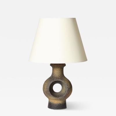 Glazed Porcelain Circular Table Lamp Denmark c 1960