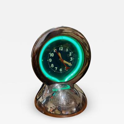 Glo Dial Neon Chrome Desk Clock with Original Green Neon