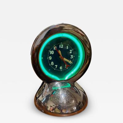 Glo Dial Neon Chrome Desk Clock with Original Green Neon