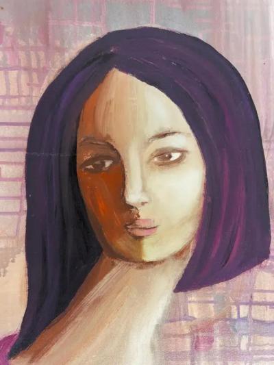 Gloria Allison Vintage Abstract Painting by Gloria Allison Cuban American Artist