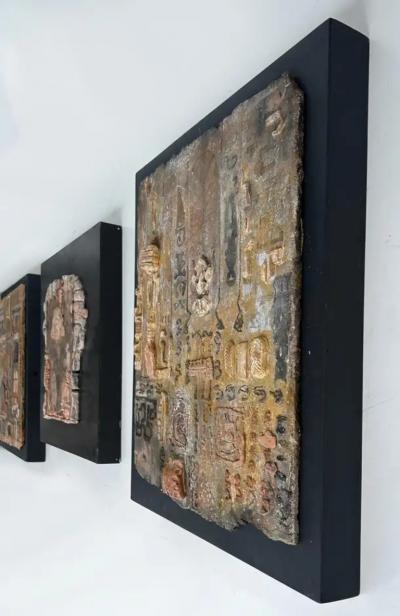 Gloria Lomas Gloria Lomas Cuban American Artist Mixed Media Plaque Wall Sculptures Set of 3