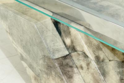 Goatskin Cantilevered Stainless Steel and Glass Coffee Table 1970