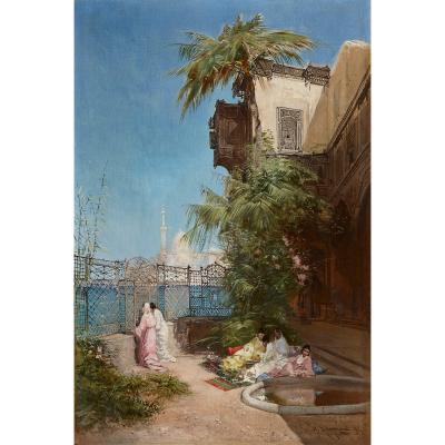 Godefroy de Hagemann Pair of antique Orientalist oil paintings by de Hagemann