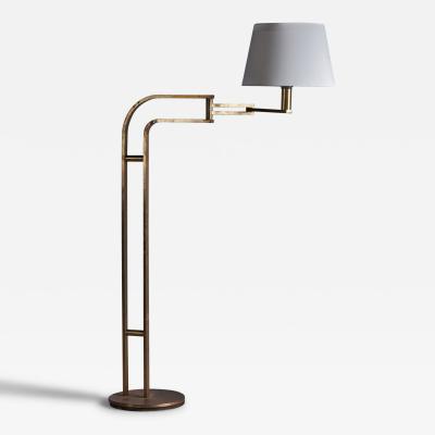 Goffredo Reggiani Adjustable Floor Lamp with Brass and Fabric Italy 1970s