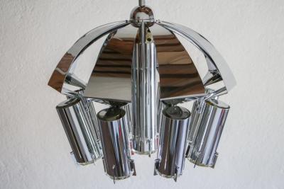 Goffredo Reggiani Chromed Chandelier Pendant Ceiling Lamp Attributed to Goffredo Reggiani 1970s