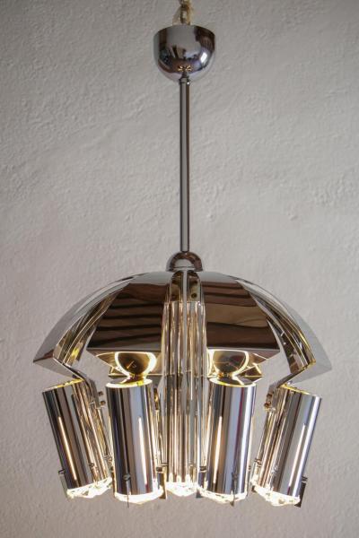 Goffredo Reggiani Chromed Chandelier Pendant Ceiling Lamp Attributed to Goffredo Reggiani 1970s