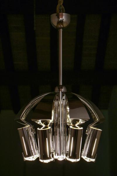 Goffredo Reggiani Chromed Chandelier Pendant Ceiling Lamp Attributed to Goffredo Reggiani 1970s