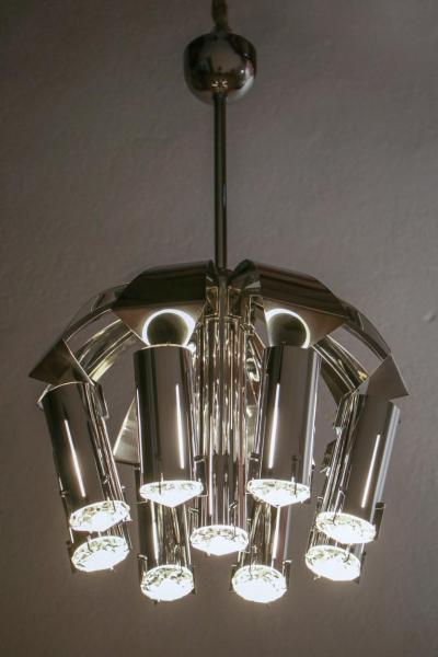 Goffredo Reggiani Chromed Chandelier Pendant Ceiling Lamp Attributed to Goffredo Reggiani 1970s