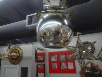 Goffredo Reggiani Italian Modern Chrome And Glass Chandelier Orb Lantern