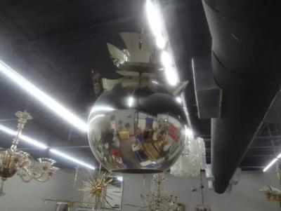 Goffredo Reggiani Italian Modern Chrome And Glass Chandelier Orb Lantern